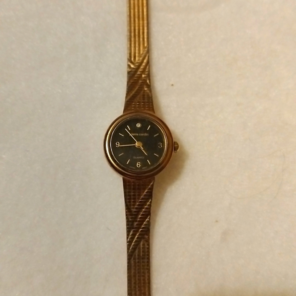 Vintage Pierre Cardin Diamond Accent Gold tone with adjustable band watch